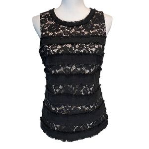 J Crew Black Sleeveless Lace Tank. Size S